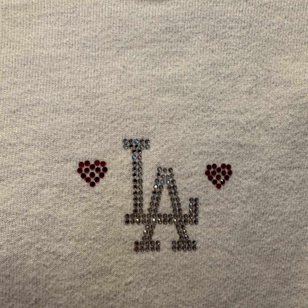 Madhappy x Dodgers Crystal Logo Fleece Hoodie Grey Ash Size Small - Picture 5 of 7